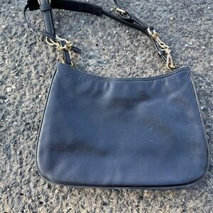 Coach Black Leather Shoulder Bag with Gold Hardware